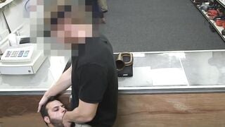 Hunky pawnbroker banging customer in the back room