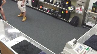 Kinky voyeur watching a hardcore anal drilling in pawnshop