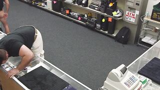 Kinky voyeur watching a hardcore anal drilling in pawnshop