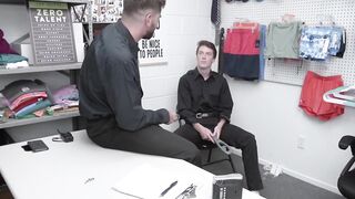 Tatted security officer sucked and milked by twink buddy Hoe 2