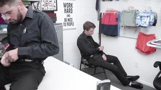 Tatted security officer sucked and milked by twink buddy Hoe 2