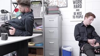 Tatted security officer sucked and milked by twink buddy Hoe 2
