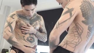 KawasakiYoshi.com - Tattooed Yoshi Kawasaki jerking off and playing with his hard nip