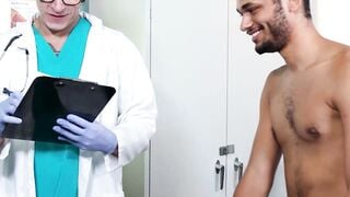 Jock Jordan Pax seduces doctor Dalton Riley during his baseline exam and gets his dic