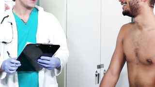 Jock Jordan Pax seduces doctor Dalton Riley during his baseline exam and gets his dic