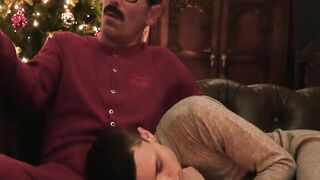 Mustached stepuncle Mitch Cox burst his milky cum in my smooth ass