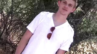 Young stud Oliver Dean shows us that outdoor cock stroking is fun too