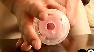Horny emo twink Alexxx uses big fleshlight in kinky solo