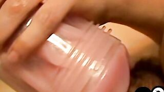 Horny emo twink Alexxx uses big fleshlight in kinky solo