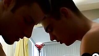 Young boy Jeramiah Johnson moans in hot spitroast threesome