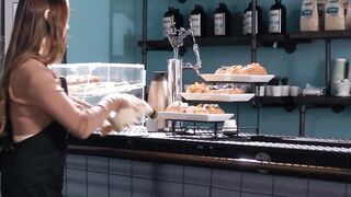 Teenagers Barista Hazel Moore Fucks Her Sexual Gf at Her Job Before Closing For the Night