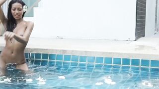 Perfect Skinny Babes Oil Each Other Up Before Posing You At The Pool