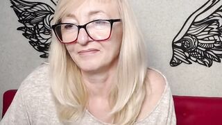 Blonde amateur MILF IngritSno with glasses on webcam