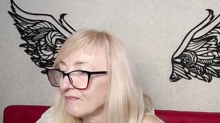 Blonde amateur MILF IngritSno with glasses on webcam
