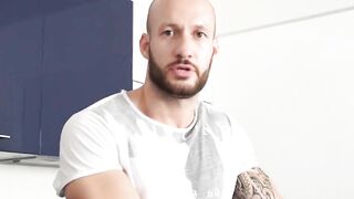 MaskXXX.com - Tattooed muscle guy David Boss's jacking it well until cumshot