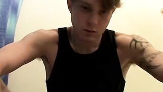 Inked straight boy Billy loves jacking off his big meat solo for his fans