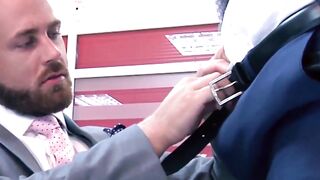 Bearded businessman Logan Moore fucked raw after hot blowjob
