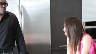 Sexy brunette teen Sarah Luvv gets fucked from behind hard