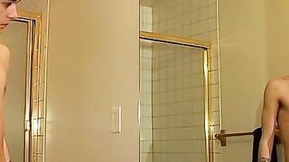 Skinny straight thug trims his pubes before masturbating