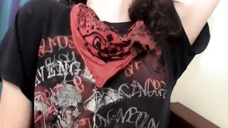 Jerking his cock until his cum is gushing from his helmet