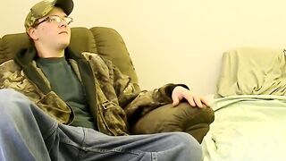 Camo clad homosexual treats black man with dick and facial