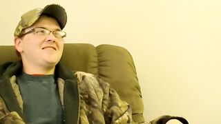 Camo clad homosexual treats black man with dick and facial