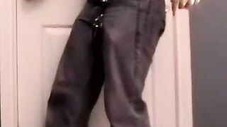 Young amateur masturbates his big cock solo and cums