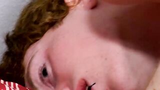 Redhead guy has private fun on his bed and he loves it all