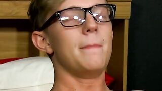Before fucking him he tickles his tied up gay fuck buddy