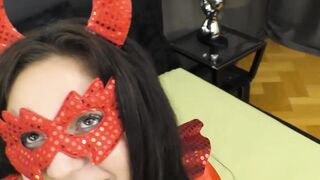 Cheryl Collins gives POV Halloween blowjob and bangs too