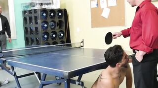 Office bitch fucked while sucking in the recreation room