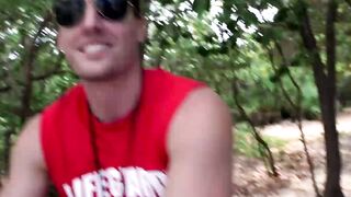 Handsome lifeguard bent over and pounded by hung jock