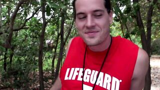 Handsome lifeguard bent over and pounded by hung jock