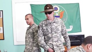 Few soldiers suck majors cock before BBC stud gets drilled
