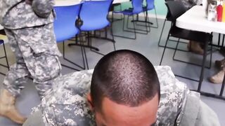 Few soldiers suck majors cock before BBC stud gets drilled