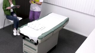 Nurse Sheena Ryder relaxes a cute girl Tristan Summers for a threesome with the Docto