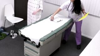 Nurse Sheena Ryder relaxes a cute girl Tristan Summers for a threesome with the Docto