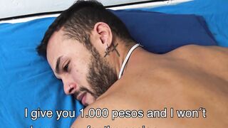 Edgy cutie Abe grabs my cock and wanks it hard for him to taste my tasty cum