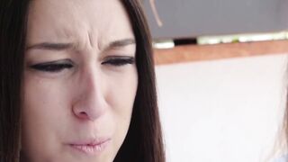 TeenEbonyPorn.com - Adorable black teenie Chanell Heart sucks on white boner