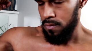 NextDoorXXX.com - Bearded black hunk masturbates and fucks a toy passionately