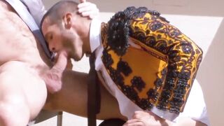 Pretty costumed hunk Denis Vega fucked doggystyle outdoor