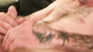 Tattooed mature amateur masturbates small cock and cums