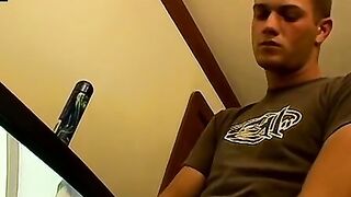 Thug pleases himself with his hands next to recording TV