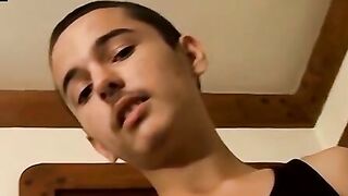 Skinny straight twink got oiled up for solo masturbation