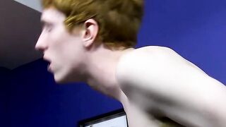 Guy with red hair gets interviewed before a solo session