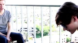 Young men please each other with bareback and sloppy sucking
