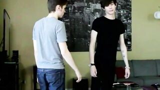 Young men please each other with bareback and sloppy sucking