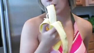 Teens banana fellatio tease