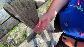 Extremely risky outdoors hand job at lake - People are really close
