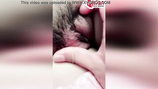 Amateur Thai dyke licks her friend's bushy twat